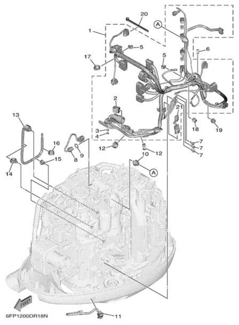 Yamaha F80DET, F100FET ELECTRICAL 5 parts diagram